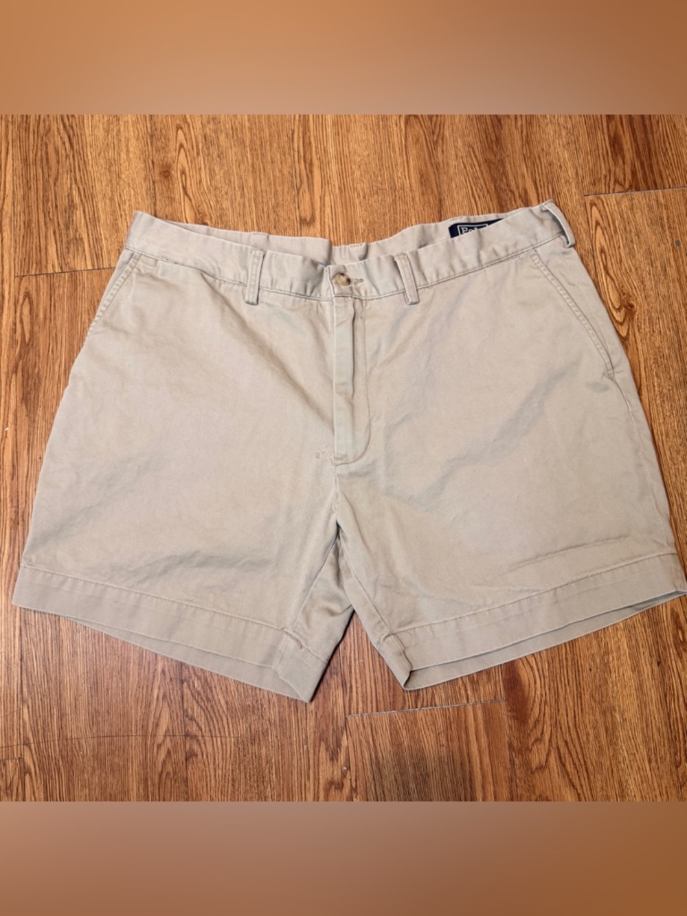 Polo by Ralph Lauren Men's Khaki Flat-Front Cotton Shorts
